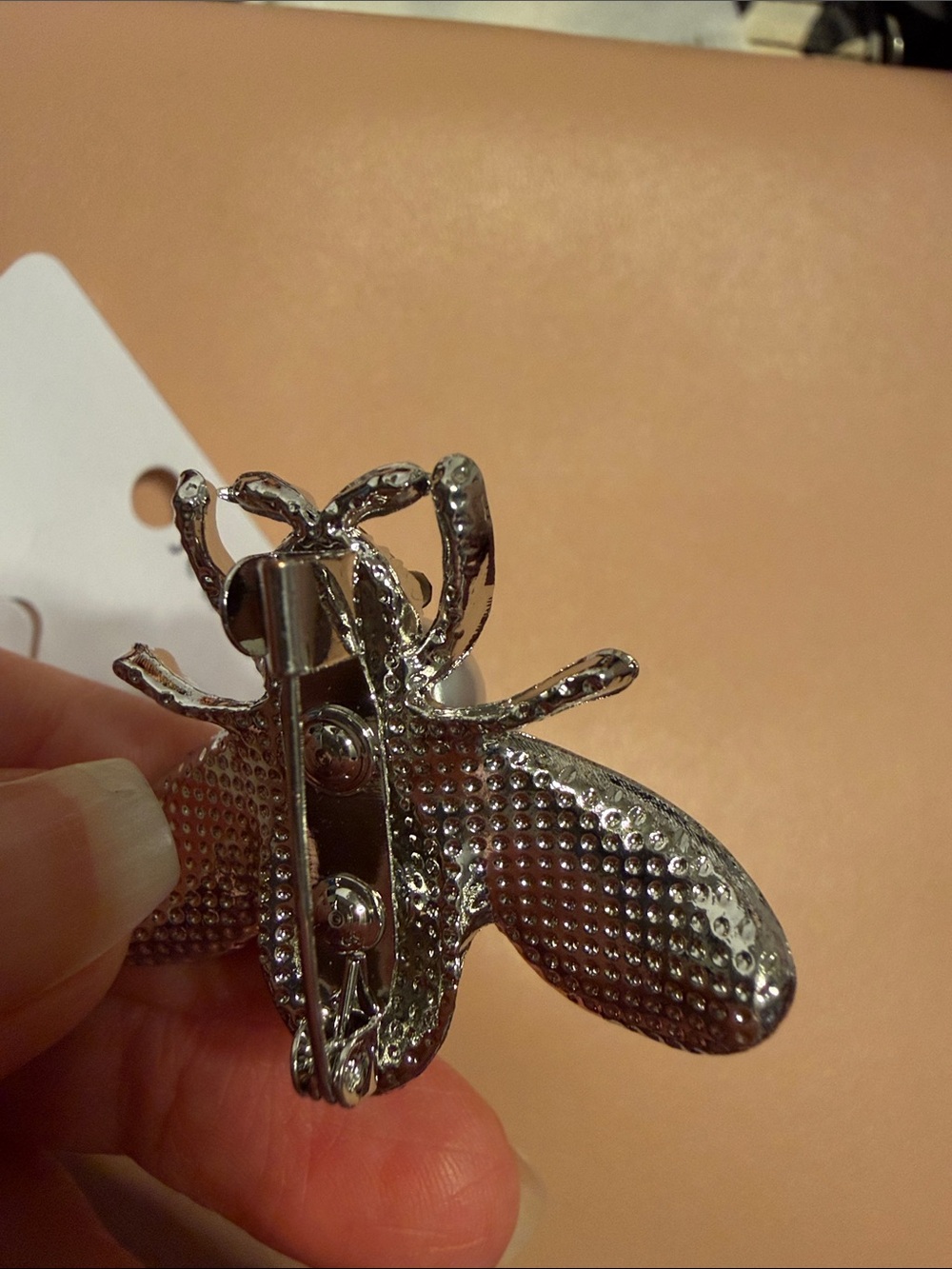 Silver Bee Brooch with Pearl Accent - Fashion Jewelry - Picture 2 of 6